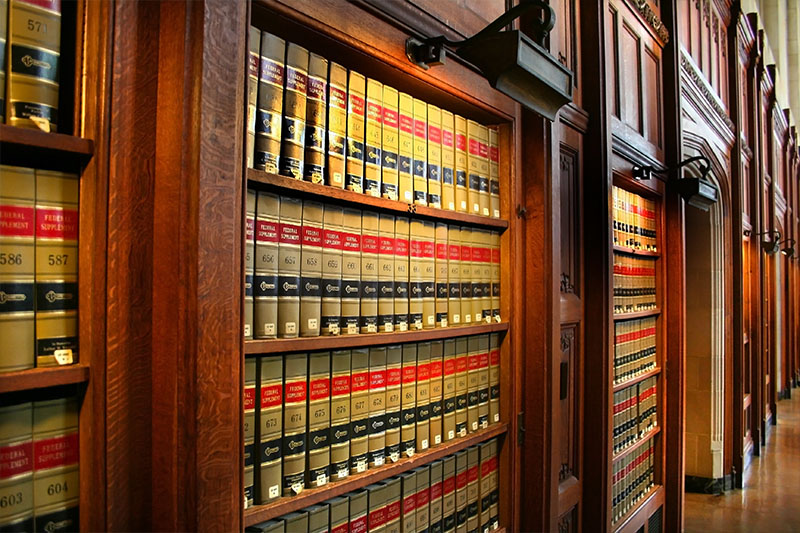 Library of books in a law firm